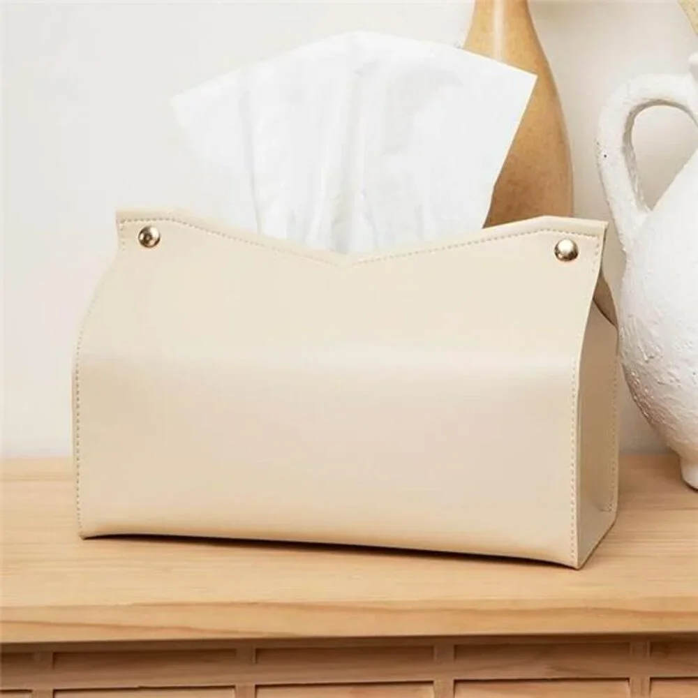 Rectangular leather tissue box cover decorative tissue holder for home office ca